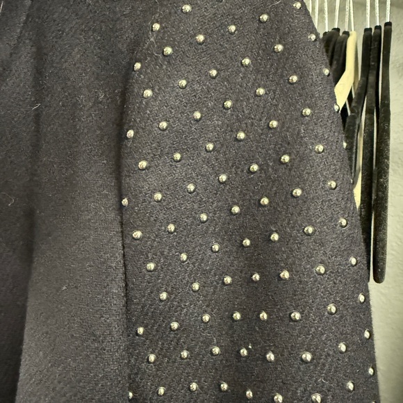 Zara navy coat with studded sleeves seen on gossip girl - Picture 13 of 15